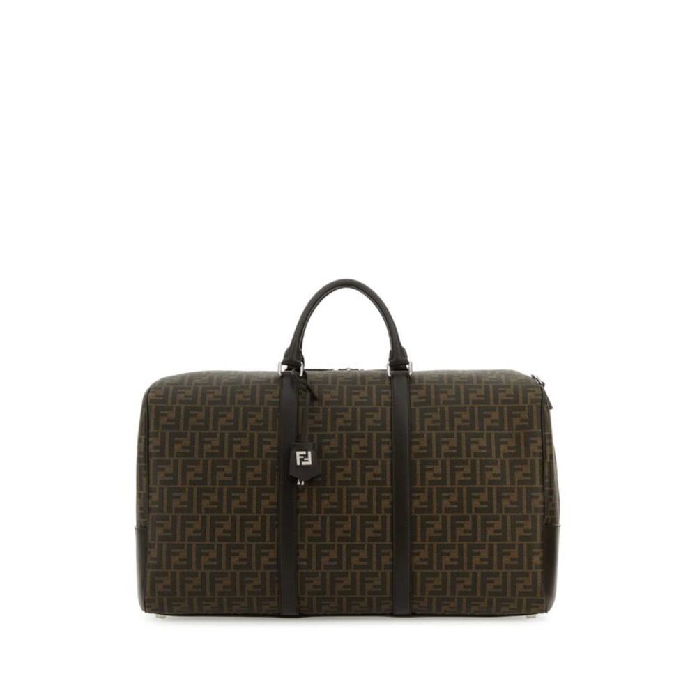 Fendi Women Embroidered Fabric Large Ff Duffle Travel Bag